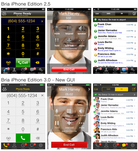 Bria iPhone Compare Edition 2.5 to Edition 3.0