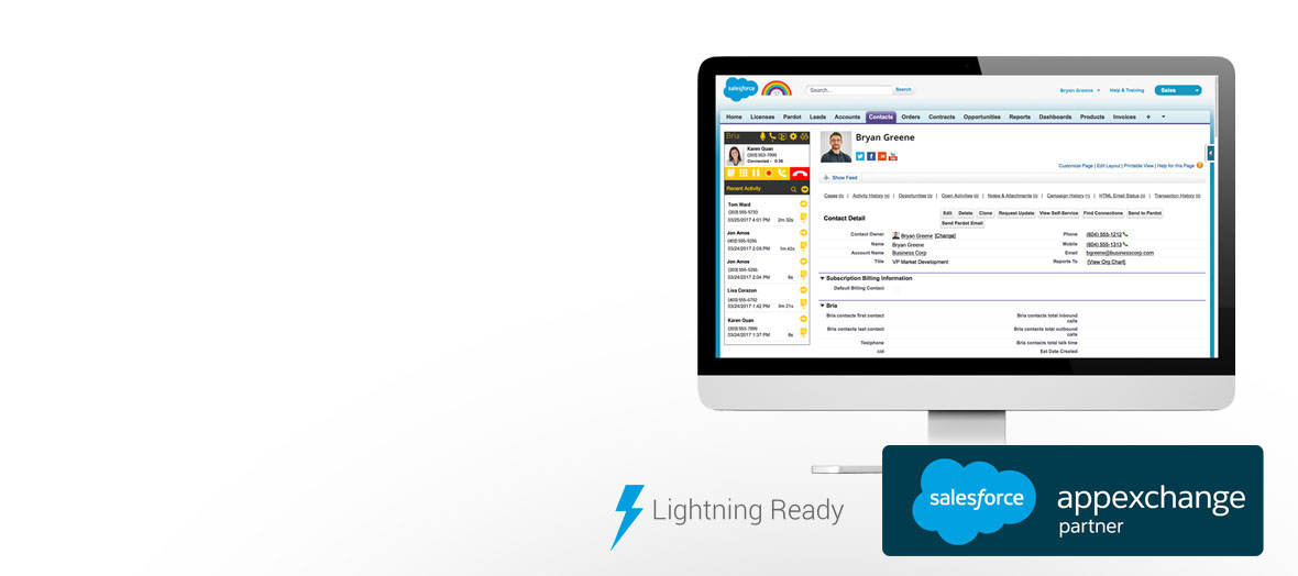 bria salesforce integration for real time communications counterpath sales force